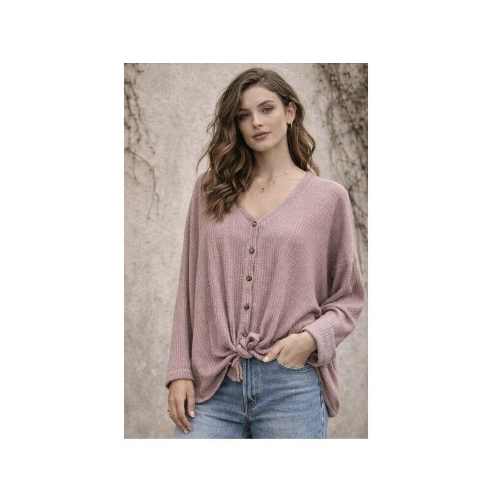 Urban Outfitters Out From Under Top Womens Small Pink Waffle Oversize Boho